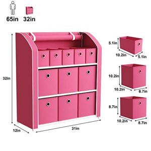 HOMEFORT 11 Drawer Dresser Chests of Drawers Toy Clothes Organizer Fabric Storage Cube Bins with Sturdy Metal Shelf for Bedroom Living Room