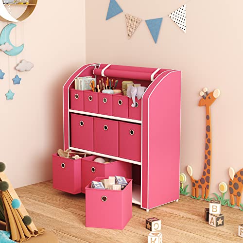 HOMEFORT 11 Drawer Dresser Chests of Drawers Toy Clothes Organizer Fabric Storage Cube Bins with Sturdy Metal Shelf for Bedroom Living Room