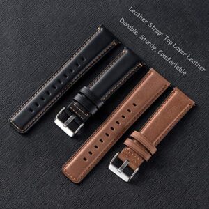 Galaxy Watch 3 45mm Bands 2 Pack, Compatible with Samsung Galaxy Watch 3 45mm Watch Band, Width 22mm Leather, for Men Women Quick Release Smart Straps Unisex Size(Black+Brown)