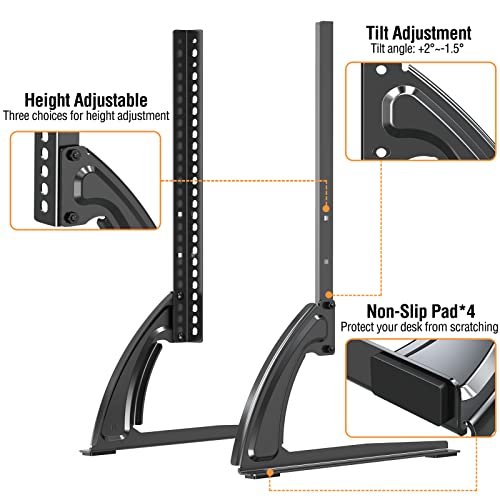 ELIVED Universal TV Stand, Tabletop TV Stand Base for Most 32 to 55 inch LCD LED Flat Screen TVs, TV Legs with 3 Height Adjustments Holds up to 88lbs, VESA up to 800x400mm, Black, YD2005