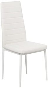 ids online modern faux leather with metal legs high back padded seat chair for kitchen, dining living room, restaurant, single, white