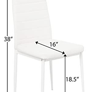 IDS Online Modern Faux Leather with Metal Legs High Back Padded Seat Chair for Kitchen, Dining Living Room, Restaurant, Single, White