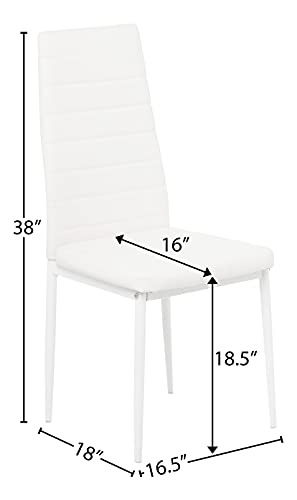 IDS Online Modern Faux Leather with Metal Legs High Back Padded Seat Chair for Kitchen, Dining Living Room, Restaurant, Single, White