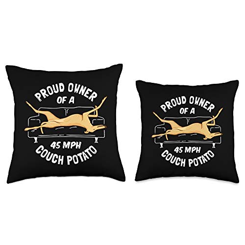 Greyhound Rescue Design Co. Greyhound Rescue-Proud Owner 45MPH Couch Potato Throw Pillow, 18x18, Multicolor