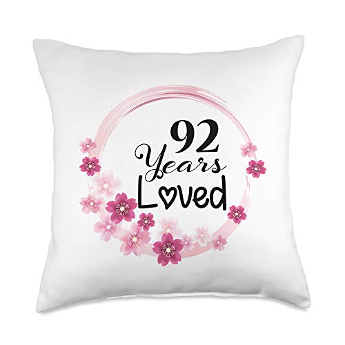 92nd Birthday Gifts Idea Loved Funny 92 Years Old Men Women 92nd Birthday Throw Pillow, 18x18, Multicolor