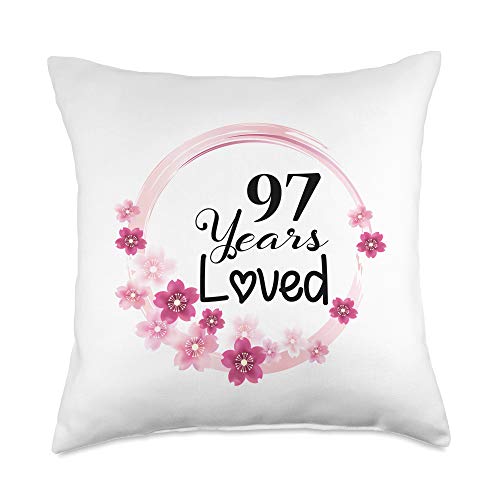 97th Birthday Gifts Idea Loved Funny 97 Years Old Men Women 97th Birthday Throw Pillow, 18x18, Multicolor