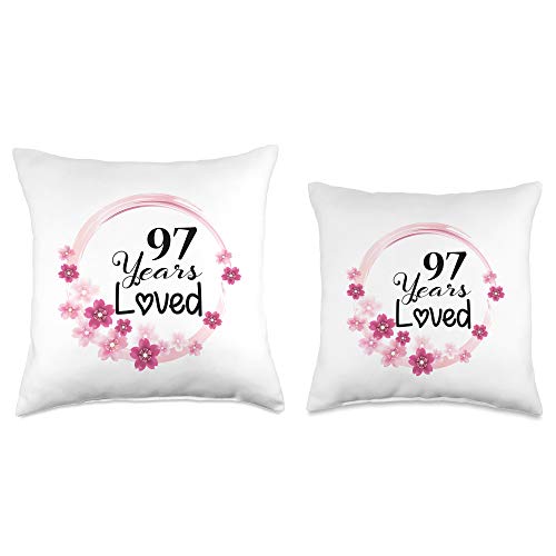 97th Birthday Gifts Idea Loved Funny 97 Years Old Men Women 97th Birthday Throw Pillow, 18x18, Multicolor