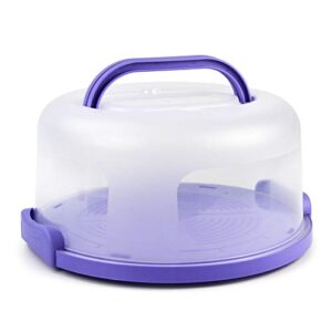 Zoofen Cake Carrier with Handle 10in Cake Stand Purple Cake Holder Cover Round Container for 10in or Less Size