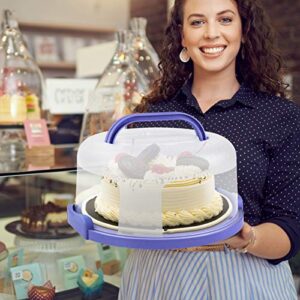 Zoofen Cake Carrier with Handle 10in Cake Stand Purple Cake Holder Cover Round Container for 10in or Less Size