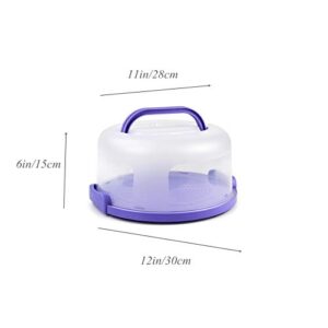 Zoofen Cake Carrier with Handle 10in Cake Stand Purple Cake Holder Cover Round Container for 10in or Less Size