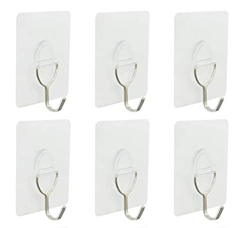 Cell Gel Mounts 6 Pack | Strong Hold Reusable Hook for Hanging | Transparent Reusable Self Adhesive Hook | Waterproof Heavy Duty (9 lb) | Hooks for Bathroom, Shower, Outdoor, Kitchen, and More