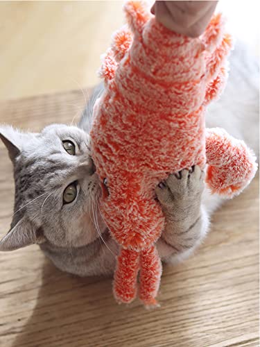 Flopping Lobster Toys for Cats & Small Dogs, Catnip Toys Kitten Toys Cat Toys for Indoor Cats, Interactive Cat Toy with Catnip, Cat Chew & Kicker Toy, USB Rechargeable, Flopping Toy for Dogs