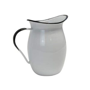 treasure gurus white enamel rustic metal pitcher country flower holder vase farmhouse tableware vintage decor