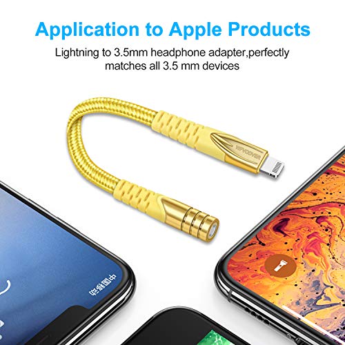 WFVODVER Headphones Adapter for iPhone 12 [MFI] Lightning to 3.5mm Adapter Earphones Audio Jack Converter for iPhone 7 7P 8 8P X XR XS XS Max 11(Yellow)