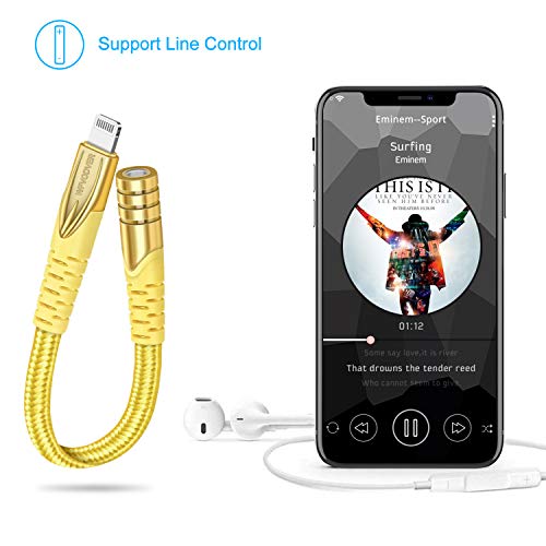 WFVODVER Headphones Adapter for iPhone 12 [MFI] Lightning to 3.5mm Adapter Earphones Audio Jack Converter for iPhone 7 7P 8 8P X XR XS XS Max 11(Yellow)