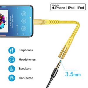 WFVODVER Headphones Adapter for iPhone 12 [MFI] Lightning to 3.5mm Adapter Earphones Audio Jack Converter for iPhone 7 7P 8 8P X XR XS XS Max 11(Yellow)