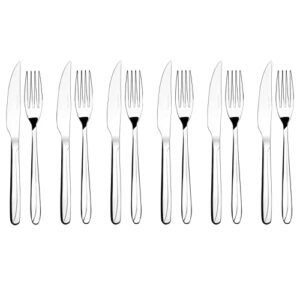 gloreen 6 pieces steak knives and 6 pieces dinner forks set, stainless steel