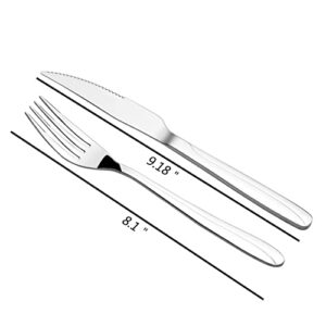 Gloreen 6 Pieces Steak Knives and 6 Pieces Dinner Forks Set, Stainless Steel