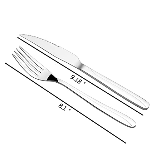 Gloreen 6 Pieces Steak Knives and 6 Pieces Dinner Forks Set, Stainless Steel