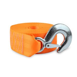 JCHL Boat Trailer Winch Strap with Hook Replacement, 2''x21' Heavy Duty Boat Winch Strap 6600lbs Capacity Boat Towing Equipment & Tie Downs for Boats, Trailer, Wave Runner, Towing Orange