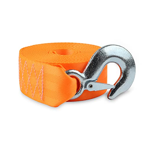 JCHL Boat Trailer Winch Strap with Hook Replacement, 2''x21' Heavy Duty Boat Winch Strap 6600lbs Capacity Boat Towing Equipment & Tie Downs for Boats, Trailer, Wave Runner, Towing Orange