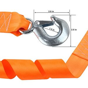 JCHL Boat Trailer Winch Strap with Hook Replacement, 2''x21' Heavy Duty Boat Winch Strap 6600lbs Capacity Boat Towing Equipment & Tie Downs for Boats, Trailer, Wave Runner, Towing Orange