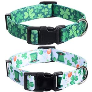 2 pack st.patrick's day dog collar adjustable four leaf clover large