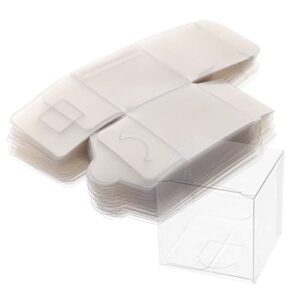 cabilock 50pcs clear favor boxes pvc plastic packing box transparent gift box macaron candy cube boxes for wedding party (5x5x5cm)