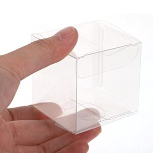 Cabilock 50Pcs Clear Favor Boxes PVC Plastic Packing Box Transparent Gift Box Macaron Candy Cube Boxes for Wedding Party (5x5x5cm)