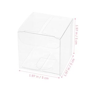 Cabilock 50Pcs Clear Favor Boxes PVC Plastic Packing Box Transparent Gift Box Macaron Candy Cube Boxes for Wedding Party (5x5x5cm)