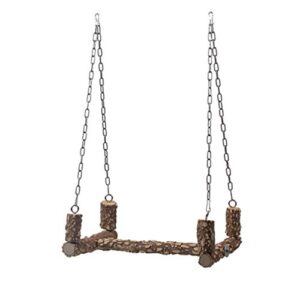 balacoo bird swing toy bird perch wood parrot cage hammock swing bird wooden perch stand rack cockatiel cockatiels chewing biting tearing climbing with stainless steel hanging chain (light brown)