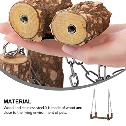 balacoo Bird Swing Toy Bird Perch Wood Parrot Cage Hammock Swing Bird Wooden Perch Stand Rack cockatiel cockatiels Chewing Biting Tearing Climbing with Stainless Steel Hanging Chain (Light Brown)