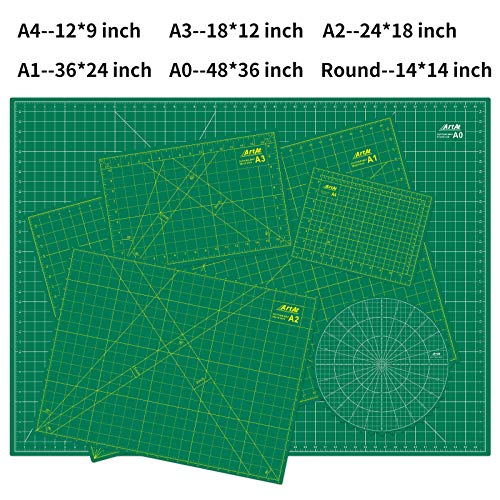 ArtAt Self Healing Cutting Mat: 48″x 36″ Green Double Sided PVC Non-Slip 5 Layers Craft Mat for Maximum Healing - Great for Sewing & Quilting & Scrapbooking and Craft & Art Projects