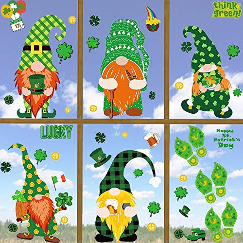 DmHirmg St. Patrick's Day Window Clings, Upgraded St. Patrick's Day Static Window Sticker,Window Sticker for St. Patrick's Day 9 Sheets