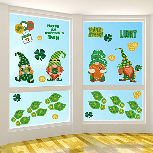 DmHirmg St. Patrick's Day Window Clings, Upgraded St. Patrick's Day Static Window Sticker,Window Sticker for St. Patrick's Day 9 Sheets