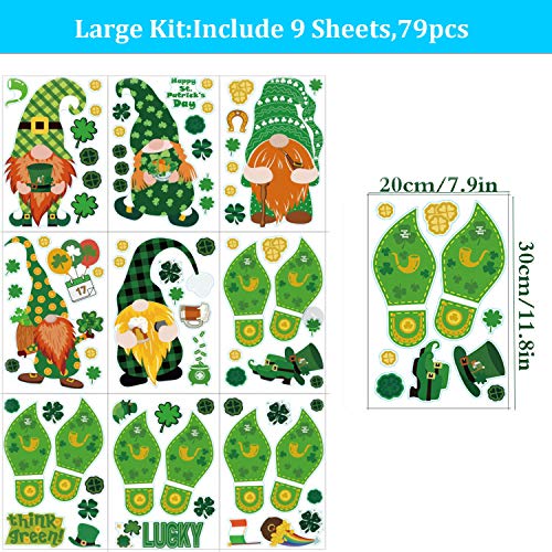 DmHirmg St. Patrick's Day Window Clings, Upgraded St. Patrick's Day Static Window Sticker,Window Sticker for St. Patrick's Day 9 Sheets