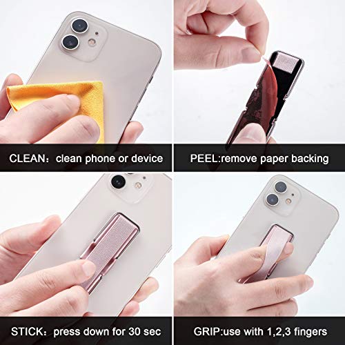 Weewooday 6 Pieces Finger Strap Phone Holders Phone Handle Grip Cell Phone Stand with Kickstand Elastic Phone Finger Holder for Cell Phone Case Small Tablets