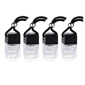 4 packs car essential oil diffuser empty square perfume bottles hanging diffuser bottle air fresher ornament rearview mirror decor (black)