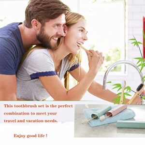 Travel Toothbrush Kit-Toothbrush Case 4 Pack with 4 Bamboo Toothbrush and 10 Dental Floss-Portable Toothbrush Holder for Travel/Camping/School/Home