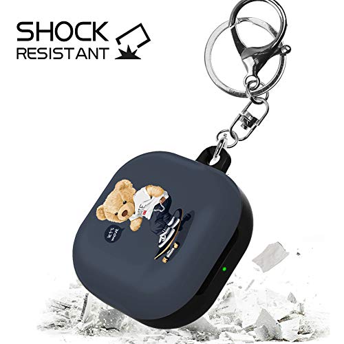 Compatible with Galaxy Buds Live Case, Teddy Bear Friends Cute Hard Protective Shockproof Accessories with Key Chain Anti-Break Anti-Lost Cover