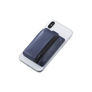elecom p-bpccnv smartphone card case, back (holds 1 card), coin storage, navy
