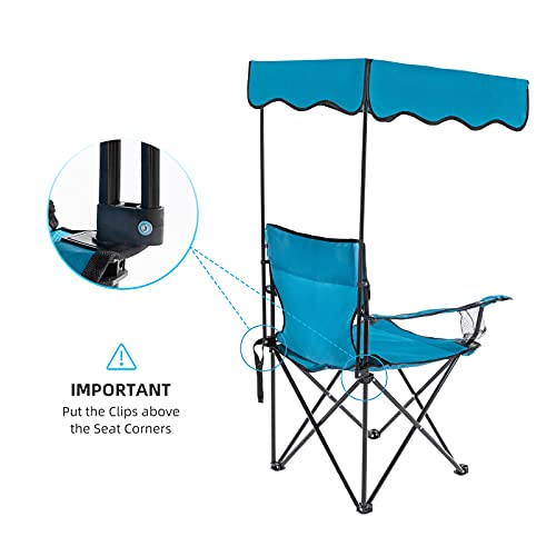 Lamberia Outdoor Camping Chair, Beach Chair with Canopy Shade, Portable & Folding Camping Chair with Shade Canopy, Heavy Duty Canopy Chair with Durable Folding Seat w/Cup Holder and Carry Bag…