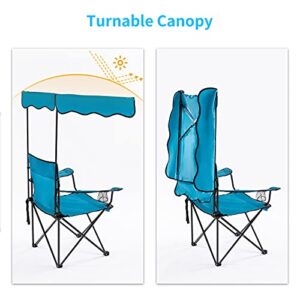 Lamberia Outdoor Camping Chair, Beach Chair with Canopy Shade, Portable & Folding Camping Chair with Shade Canopy, Heavy Duty Canopy Chair with Durable Folding Seat w/Cup Holder and Carry Bag…