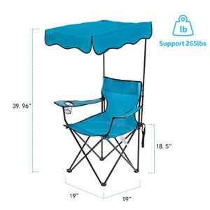 Lamberia Outdoor Camping Chair, Beach Chair with Canopy Shade, Portable & Folding Camping Chair with Shade Canopy, Heavy Duty Canopy Chair with Durable Folding Seat w/Cup Holder and Carry Bag…