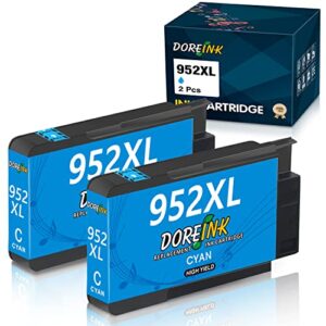 doreink compatible 952xl cyan ink cartridge replacements for hp 952 xl for use with officejet pro 8710 8720 7740 8740 7720 8715 8702 printer (2 cyan)