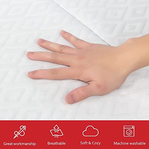 Pack n Play Trifold Mattress Topper, Pack and Play Mattress Foldable with Ultra Soft Jacquard Water-Resistant Playard Playpen Mattress Pad Cover, Mini Crib Mattress 37.5x26x2 Inch