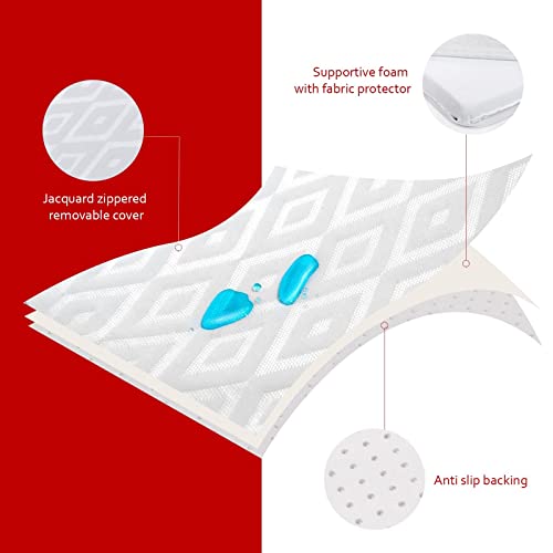 Pack n Play Trifold Mattress Topper, Pack and Play Mattress Foldable with Ultra Soft Jacquard Water-Resistant Playard Playpen Mattress Pad Cover, Mini Crib Mattress 37.5x26x2 Inch