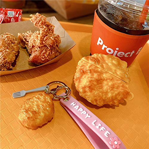 LEWOTE Airpods Pro Silicone Case Funny Cute Cover Compatible for Apple Airpods Pro[Simulation Food Series][Best Gift for Kids Friends Boys Girls] (Fried Chicken Nuggets)