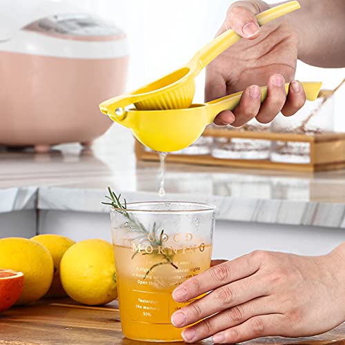 KUFUNG Metal Lemon Squeezer, Citrus Juicer, Manual Press for Extracting the Most Juice Possible (Yellow, M)