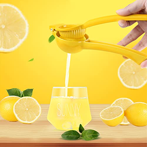 KUFUNG Metal Lemon Squeezer, Citrus Juicer, Manual Press for Extracting the Most Juice Possible (Yellow, M)